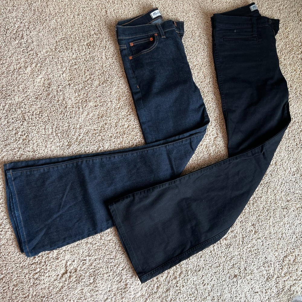 Two pairs of Madewell Flea Market Flares
